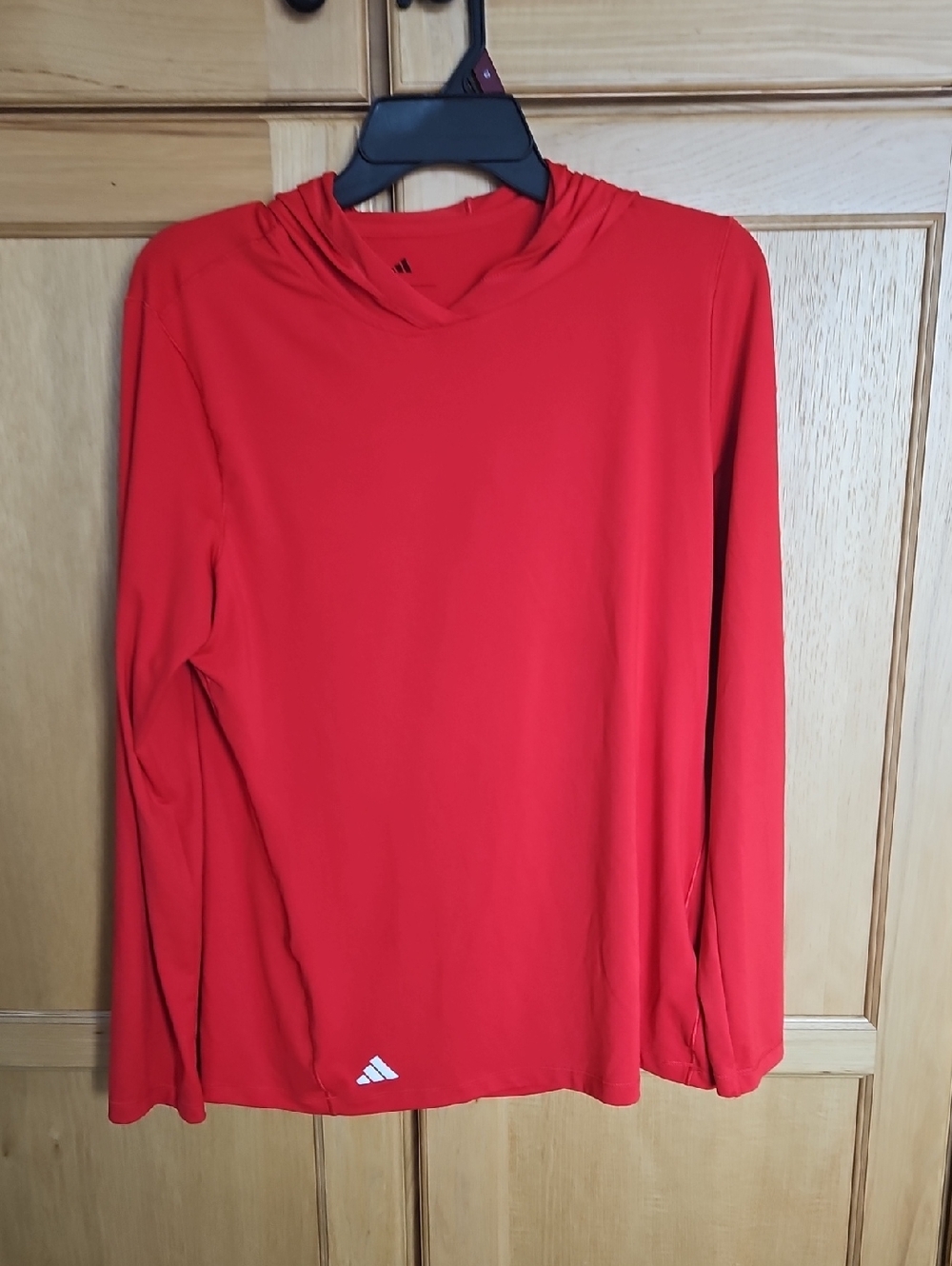 adidas Bright Red Hooded Long Sleeve Top